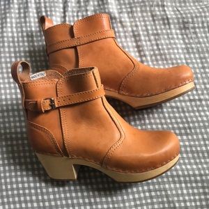 Swedish Hasbeens Brown Leather Ankle Booties